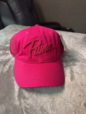Puma Script Logo Mesh Trucker Hat Cap Pink